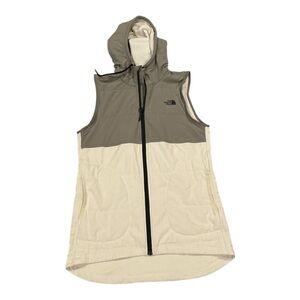 The North Face Women's Gray and Cream Hooded Vest